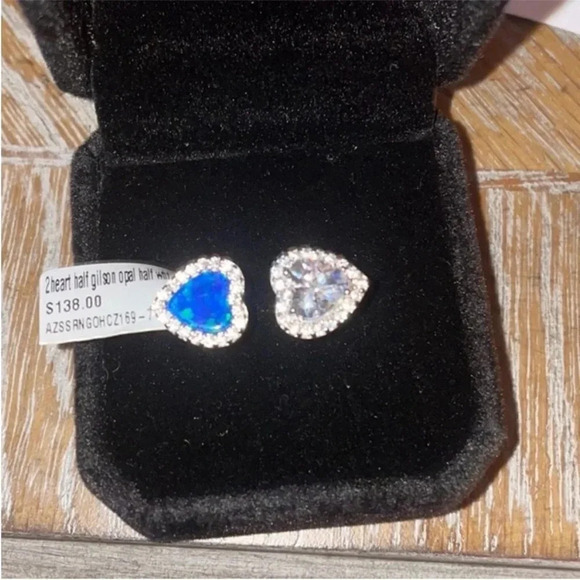 AZURE GILSON OPAL& WHITE SAPPHIRE
DOUBLE HEART TOI ET MOI ADJUSTABLE RING 8 - Picture 11 of 16